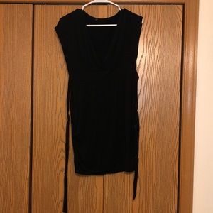 V neck black dress